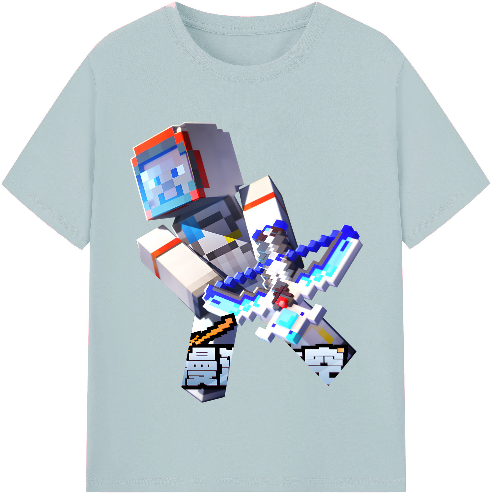 （画像用） マインクラフト ブロックの世界 Minecraft MC Block world 綿100％半袖Tシャツ（フロントプリント）